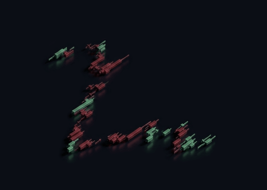 Stylised isometric candlestick chart